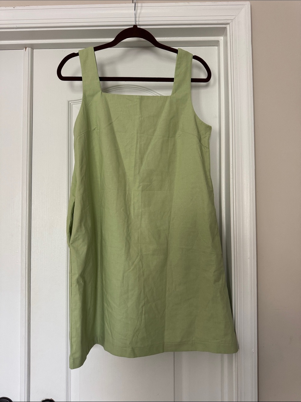 Source Unknown Light Green Square-Neck Mini Dress